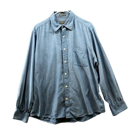 Lyle And Scott Button Down Shirt Mens L Blue Long Sleeve Combed Cotton Soft - Picture 1 of 8